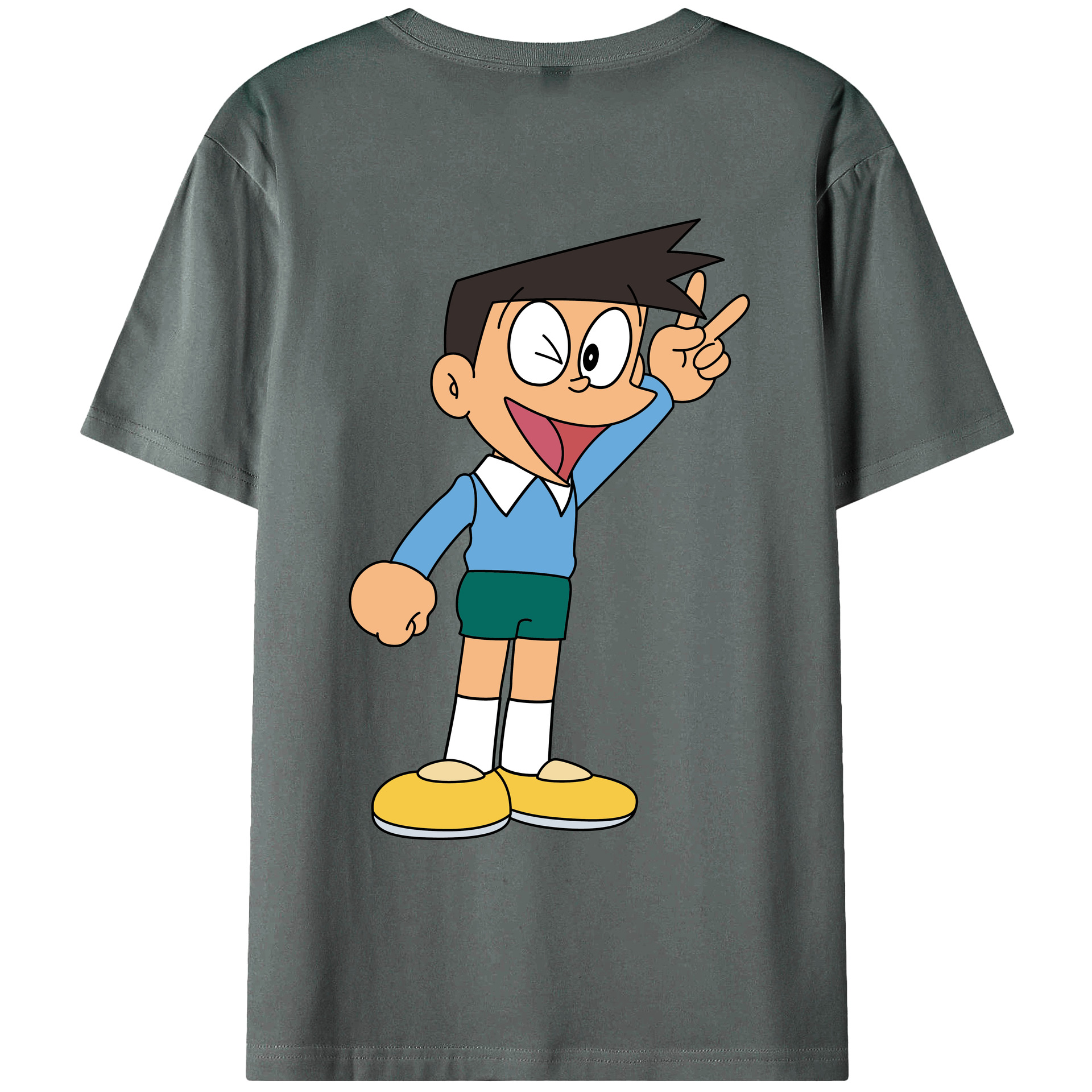 （画像用） ドラえもん 骨川 スネ夫 Doraemon Honekawa Suneo 綿100％ メンズ半袖Tシャツ（バックプリント） 通気性
